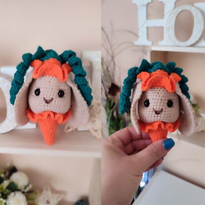 Bunny crochet rattle baby toy