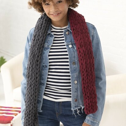 2 Color Scarf in Lion Brand Off The Hook - L80228a - Downloadable PDF