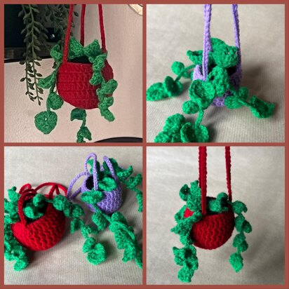 Crochet Hanging Plant Pot With Vines Design