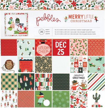 American Crafts Pebbles Single-Sided Paper Pad 6"X6" 36/Pkg - Merry Little Christmas, 18 Designs/2 Ea