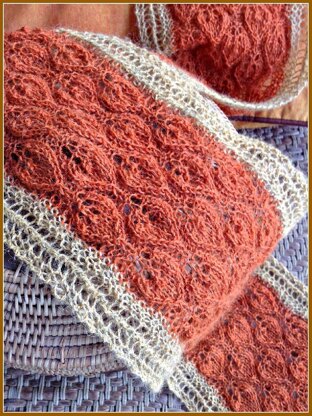 Lots of Leaves Autumn Colors Lace Knit Scarf