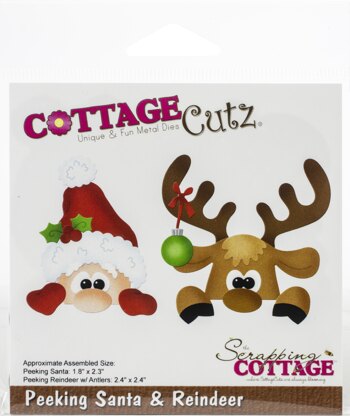 CottageCutz Dies - Peeking Santa & Reindeer, 1.8" To 2.4"