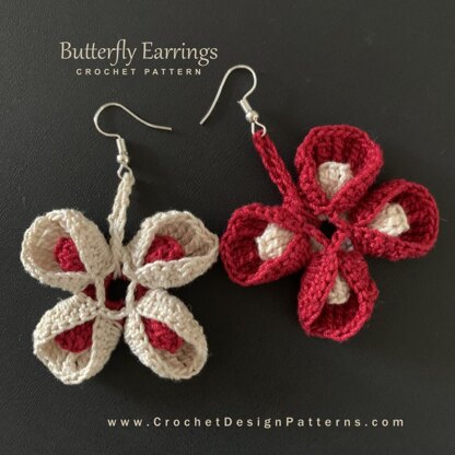 Butterfly crochet earrings for valentine's day | pdf crochet pattern