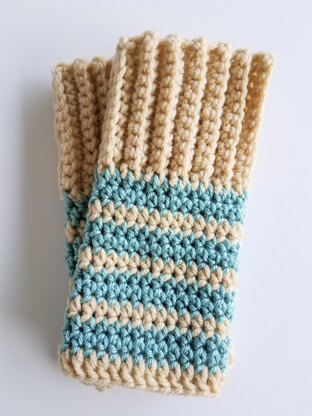 Striped fingerless mittens