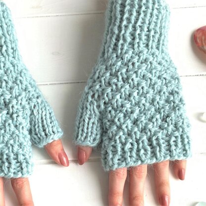 Glacier Blue Fingerless Gloves