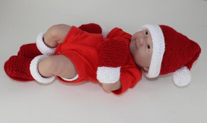 Preemie Baby Santa Hat, Booties and Mittens