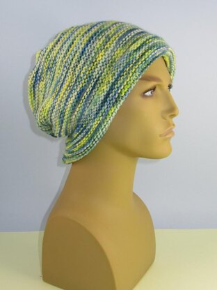 Chunky Self Striping Garter Stitch Slouch Hat