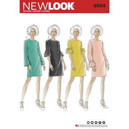 New Look 6524 Women’s Dress with Sleeve Variations 6524 - Paper Pattern, Size A (10-12-14-16-18-20-22)