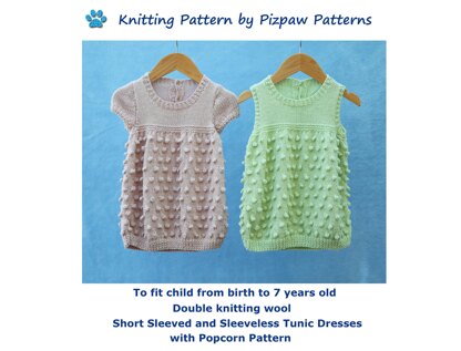 Popcorn Tunic Dress (no 123) Knitting Pattern to fit 0-7 years old