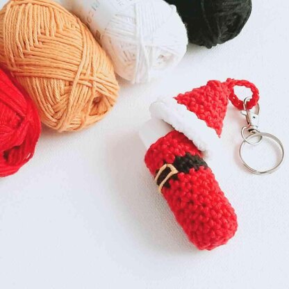 Santa Lip Balm Cozy Keychain