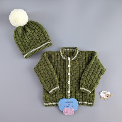 Luke Baby Cardigan & Hat 20" chest knitting pattern