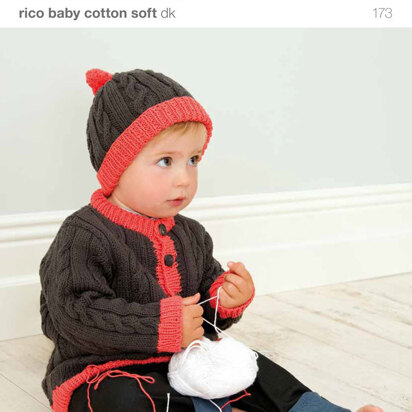 Cardigan and Hat in Rico Baby Cotton Soft DK - 173
