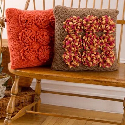 Dahlia Pillows in Red Heart Super Saver Economy Solids - LW3756