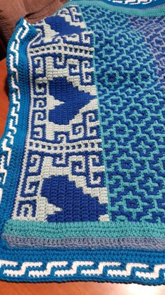 Mosaic Adult Blanket - Blue Shades of Paintbox Chunky