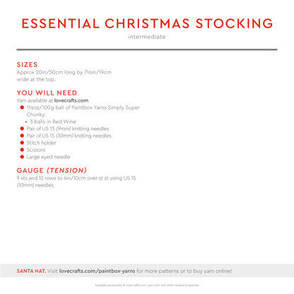 Paintbox Yarns Essential Christmas Stocking PDF (Free)