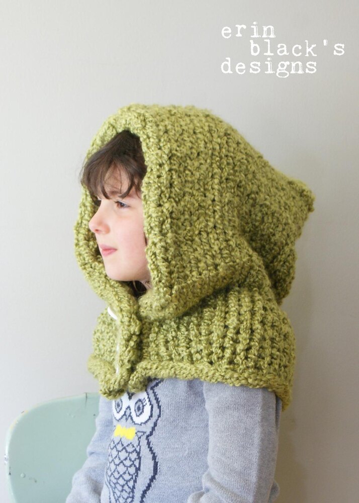 Bulky Knit Hood (hat027) Knitting pattern by Midknits