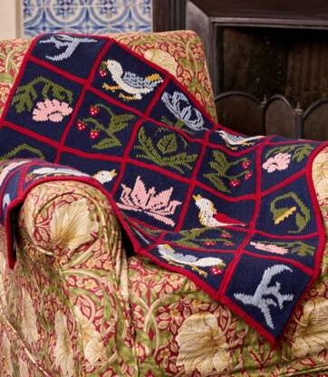 Strawberry Thief Blanket by Debbie Bliss & Chloé Elizabeth Birch in Morris DK - Downloadable PDF