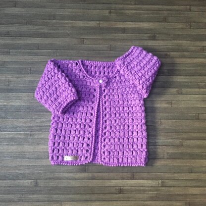 Beth Puff Cardigan Hat and Booties Set