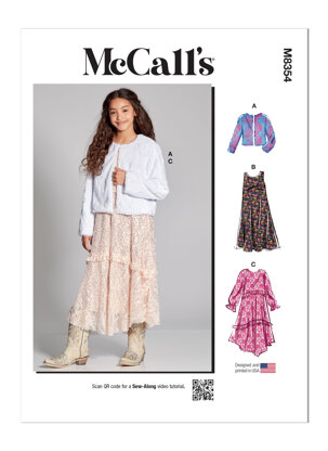 McCall's Girls' Dress, Slip Dress and Jacket M8354 - Paper Pattern, Size 7-8-10-12-14