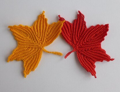 Maple leaf motifs. Irish crochet