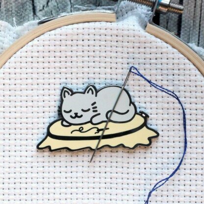 The Snarky Crafter Sleepy Kitty On Embroidery Hoop