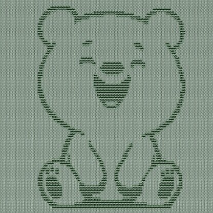 Happy Smiling Bear blanket Knitting Pattern, Knit and Purl only