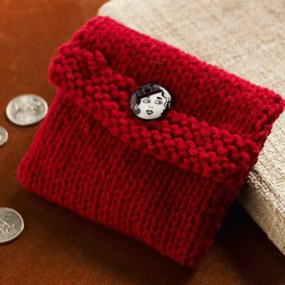 Knit Change Purse in Red Heart Super Saver Economy Solids - LW3546