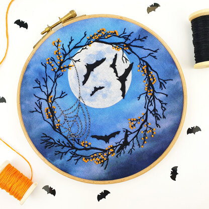 Halloween Themed Embroidery Kit with Patterns and Instructions