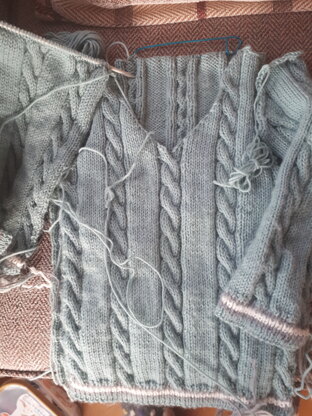 Cabled V Neck Baby Jumper