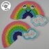 Sky Collection Applique/Embellishment Crochet * Rainbow, Shooting Star, Sun, Moon, & Rainbow Rain Cloud including free base square pattern