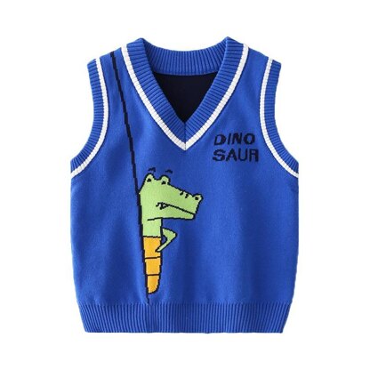 Kid Boy Dinosaur Sweater Tank Tops Wholesale