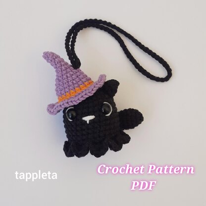 Black cat ghost car hanger crochet pattern, Witchy cat car charm crochet, Mystic black cat, Boo kitty spooky decoration, Halloween ornament