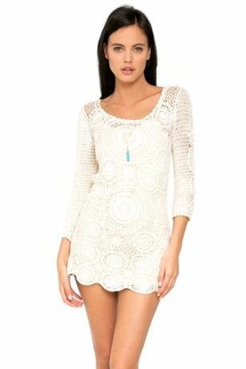 Crochet mini open back dress.