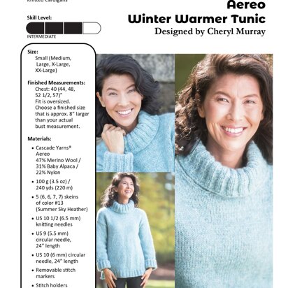 Winter Warmer Tunic in Cascade Yarns Aereo - A340 - Downloadable PDF