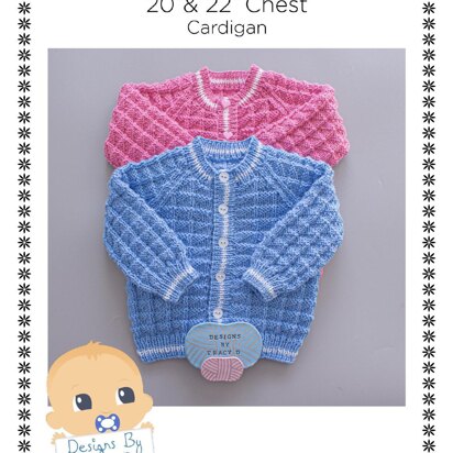 Finley Unisex Baby Cardigan knitting pattern 20 & 22" chest size