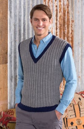 Man's Seeded Rib Vest in Red Heart Soft Solids - LW4271