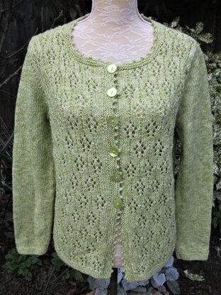 Cardigan with Alternating Lacy Medallions