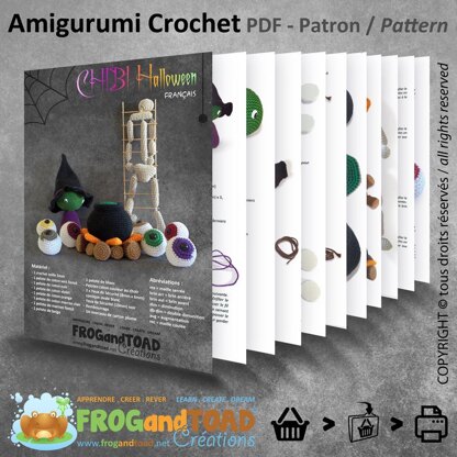 Halloween Witch Skeleton Cauldron Eyeballs Amigurumi Crochet - FROGandTOAD Créations