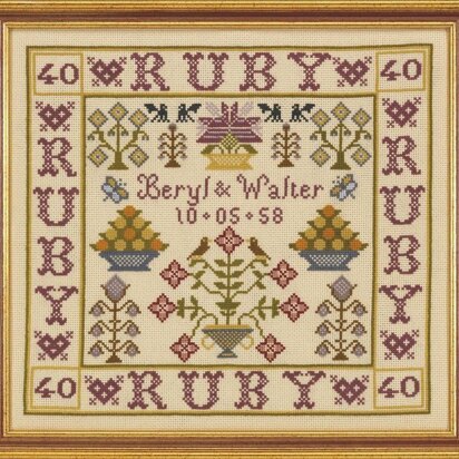 Historical Sampler Company Ruby Anniversary Sampler - Downloadable PDF