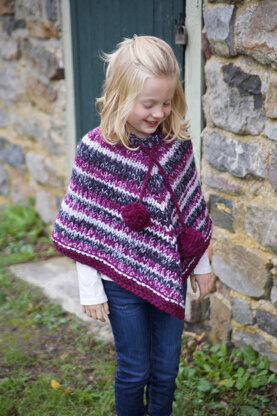 Girl's Poncho in Plymouth Yarn Mega Cakes & Encore Mega - F865 - Downloadable PDF