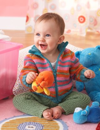 Zippy Jacket and Ribby Legs in Bernat Softee Baby Solids