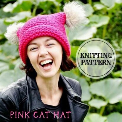 Pink Cat Hat - knitting pattern