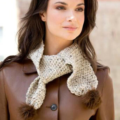 Skinny Pompoms Scarf in Lion Brand Vanna's Choice & Vanna's Choice Multi - L30184 - Downloadable PDF