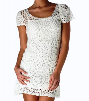 Crochet medalions lacy mini dress.