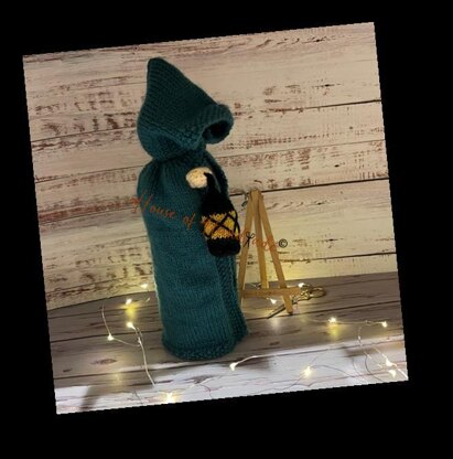 Hooded Cloak with Lantern Wine Bottle Cover Knitting Pattern