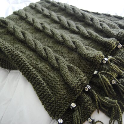 Cabled Blanket with Beads