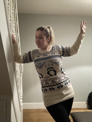 Hearts and Penguins Christmas Jumper
