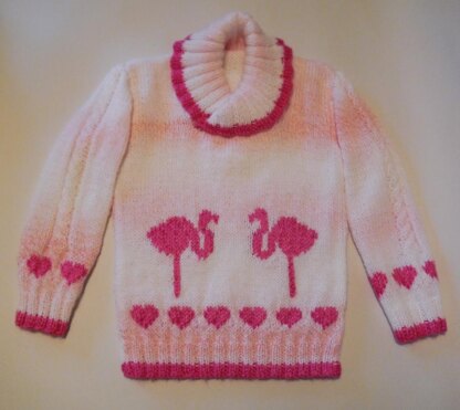 Flamingos and Hearts Sweater