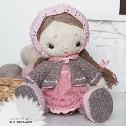 Doll clothes Knitting Pattern Outfit Shabby Chic Style for doll, lamb, bunny, kitty