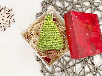 Crochet Christmas tree ornament pattern Amigurumi hanging ornament